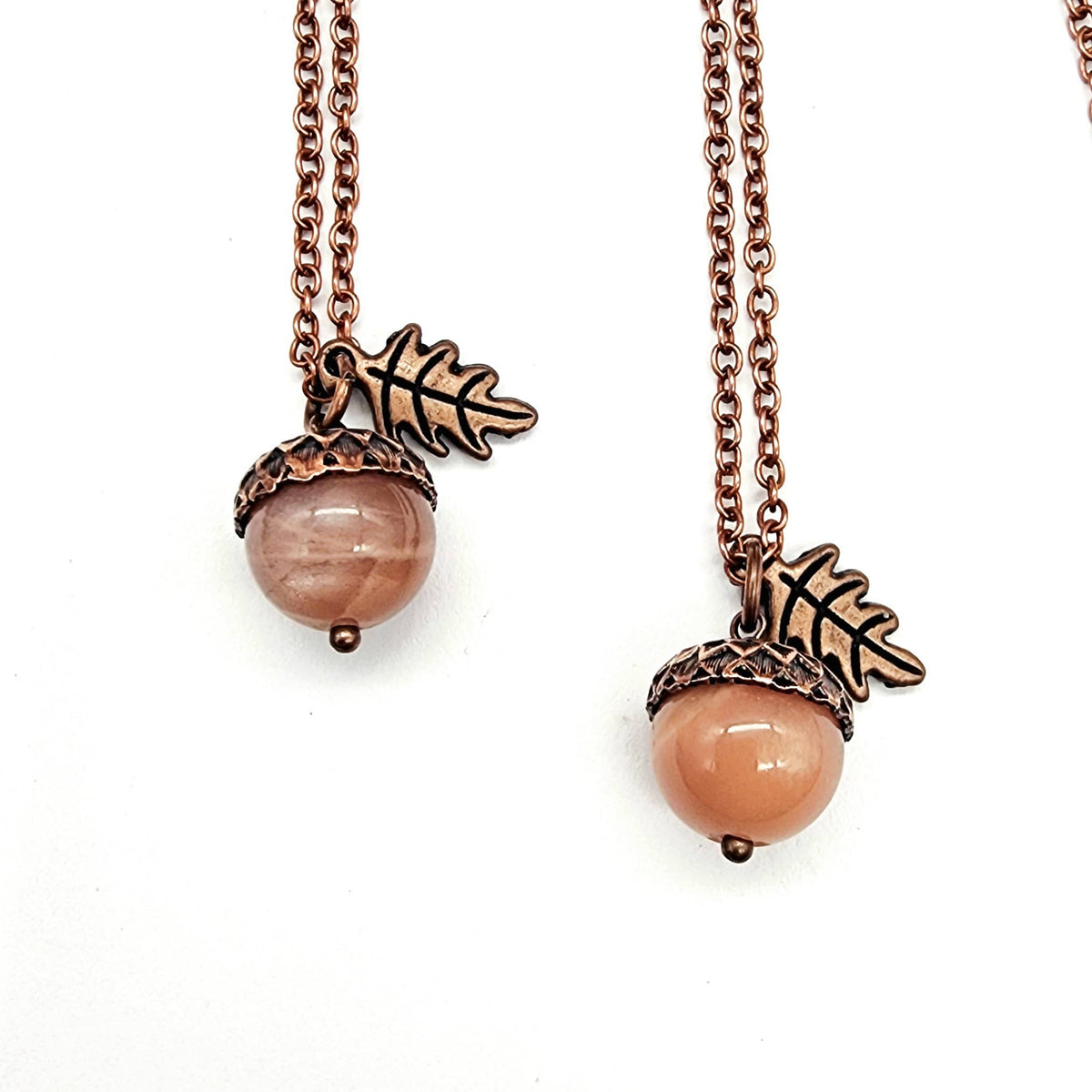 Peach Moonstone Acorn Necklace
