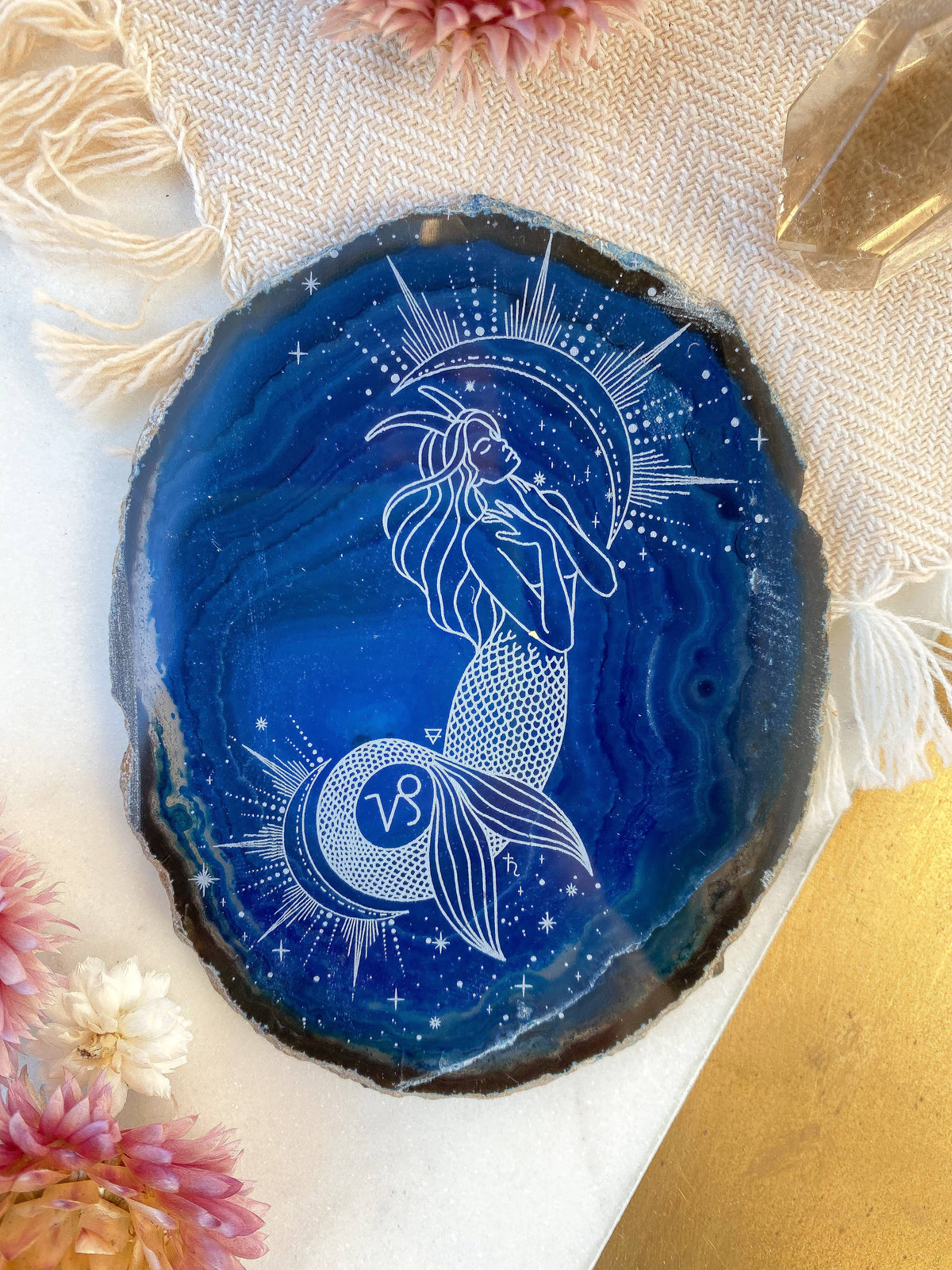 Capricorn Zodiac Symbol Agate Slice