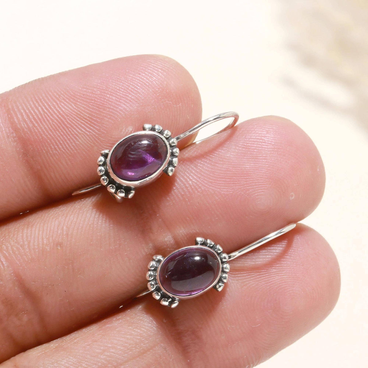 Amethyst Hook Earrings