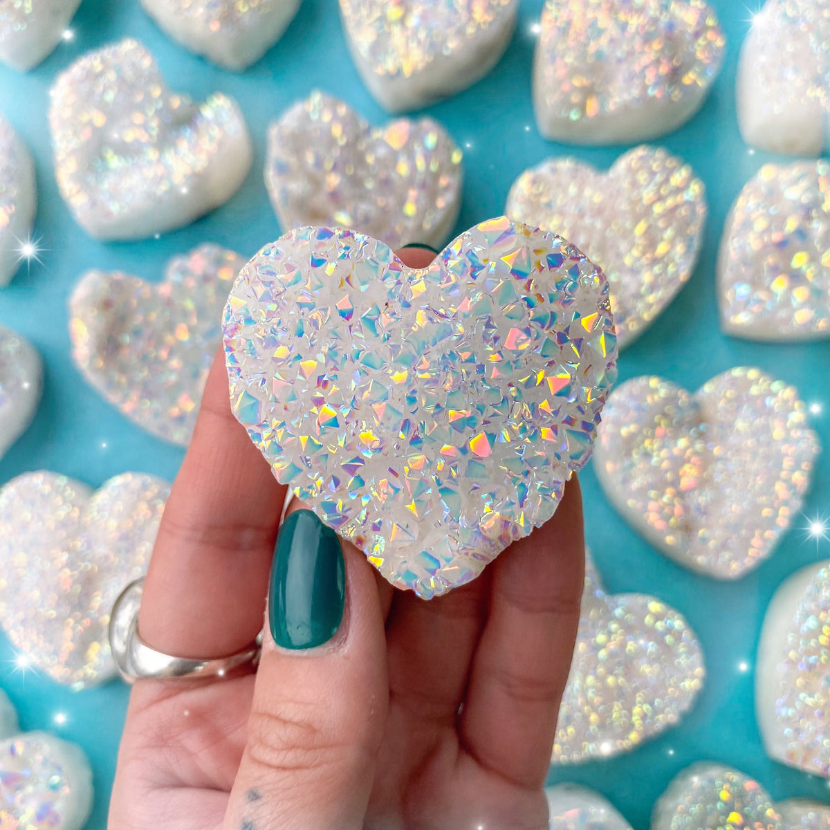 Angel Aura Quartz Heart Clusters