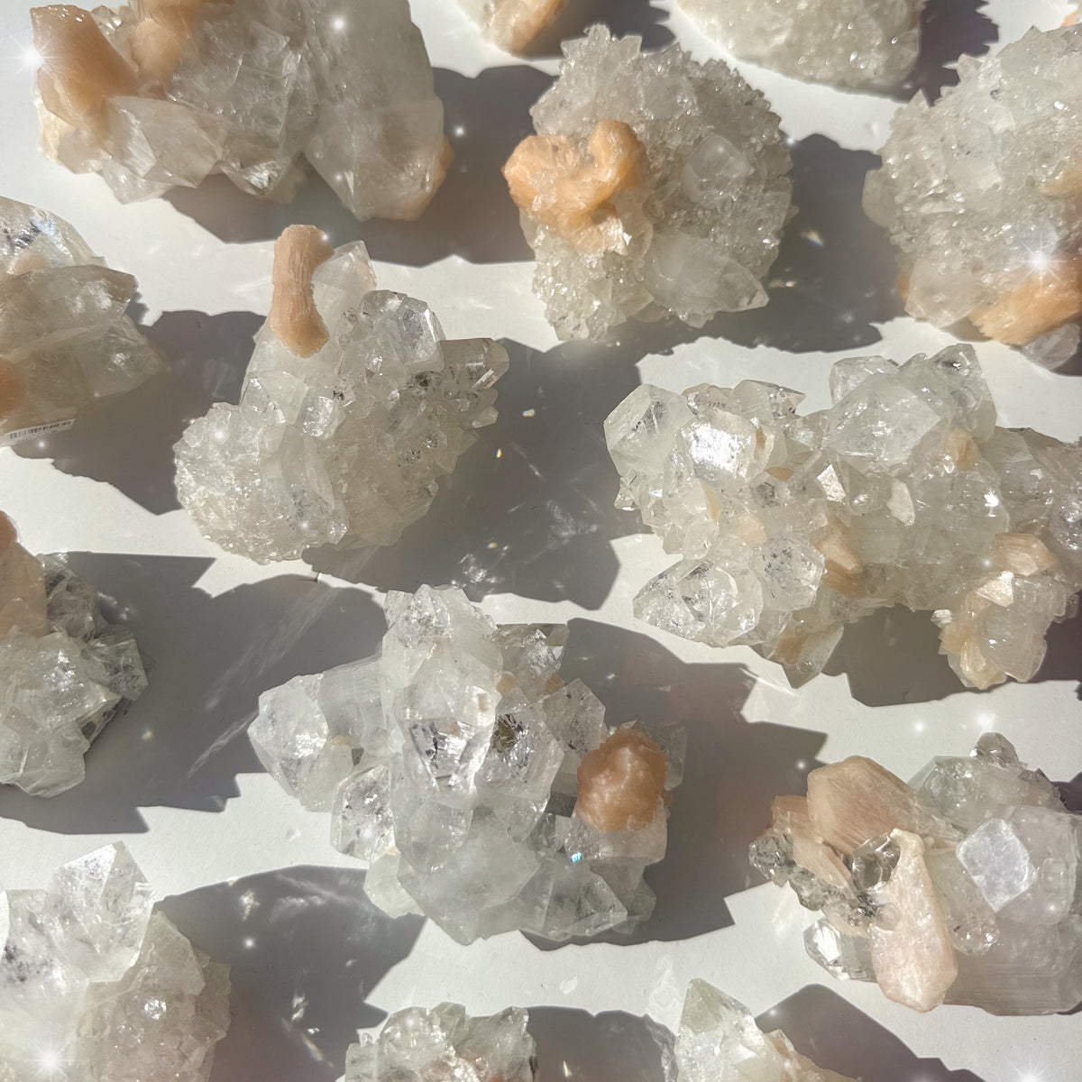 Apophyllite w/ Stilbite Clusters