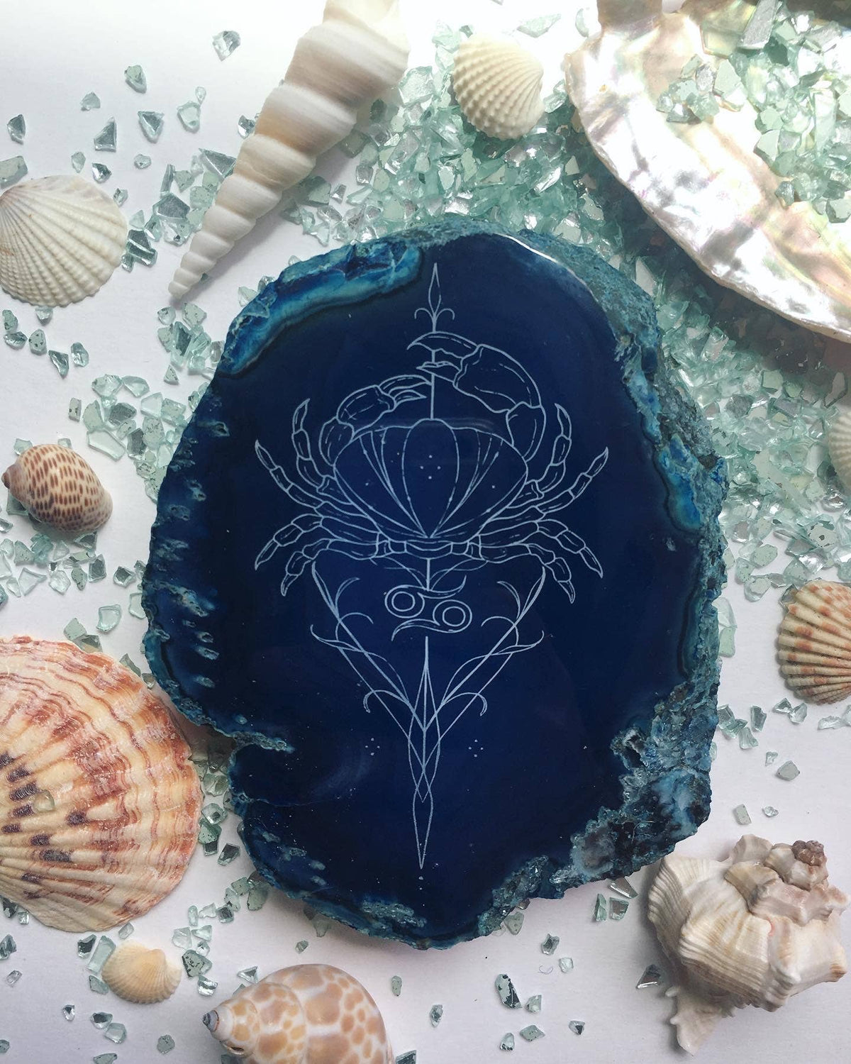 Cancer Zodiac Symbol Agate Slice