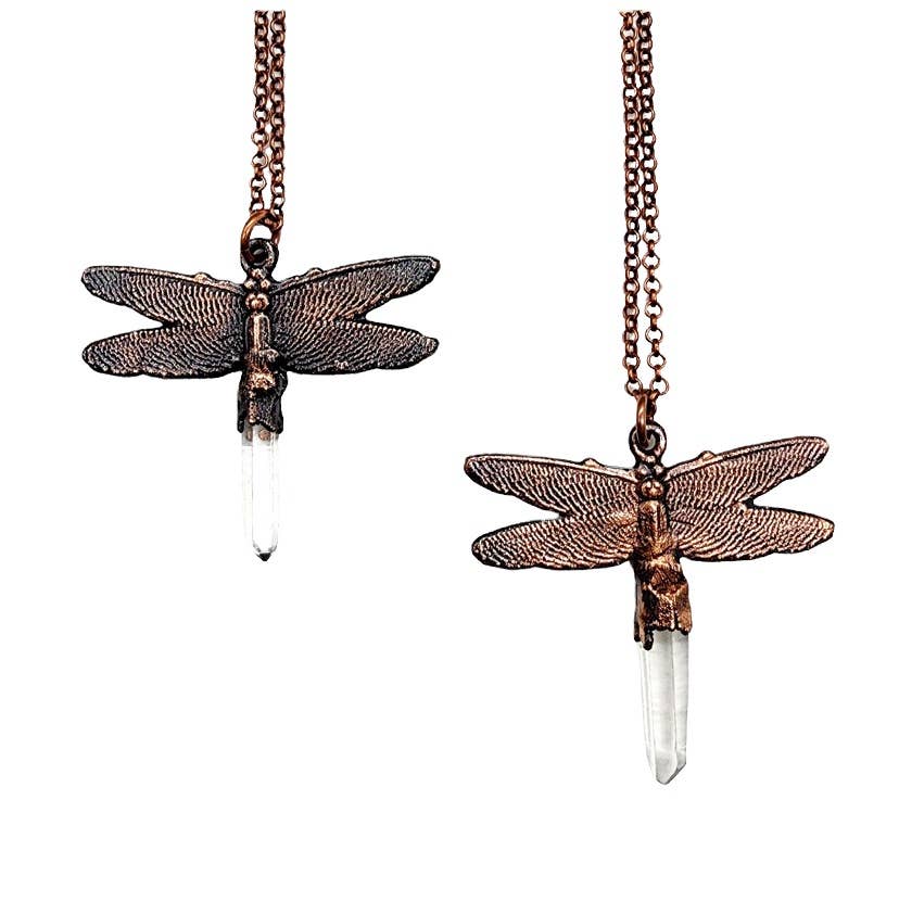 Quartz Crystal Dragonfly Necklace
