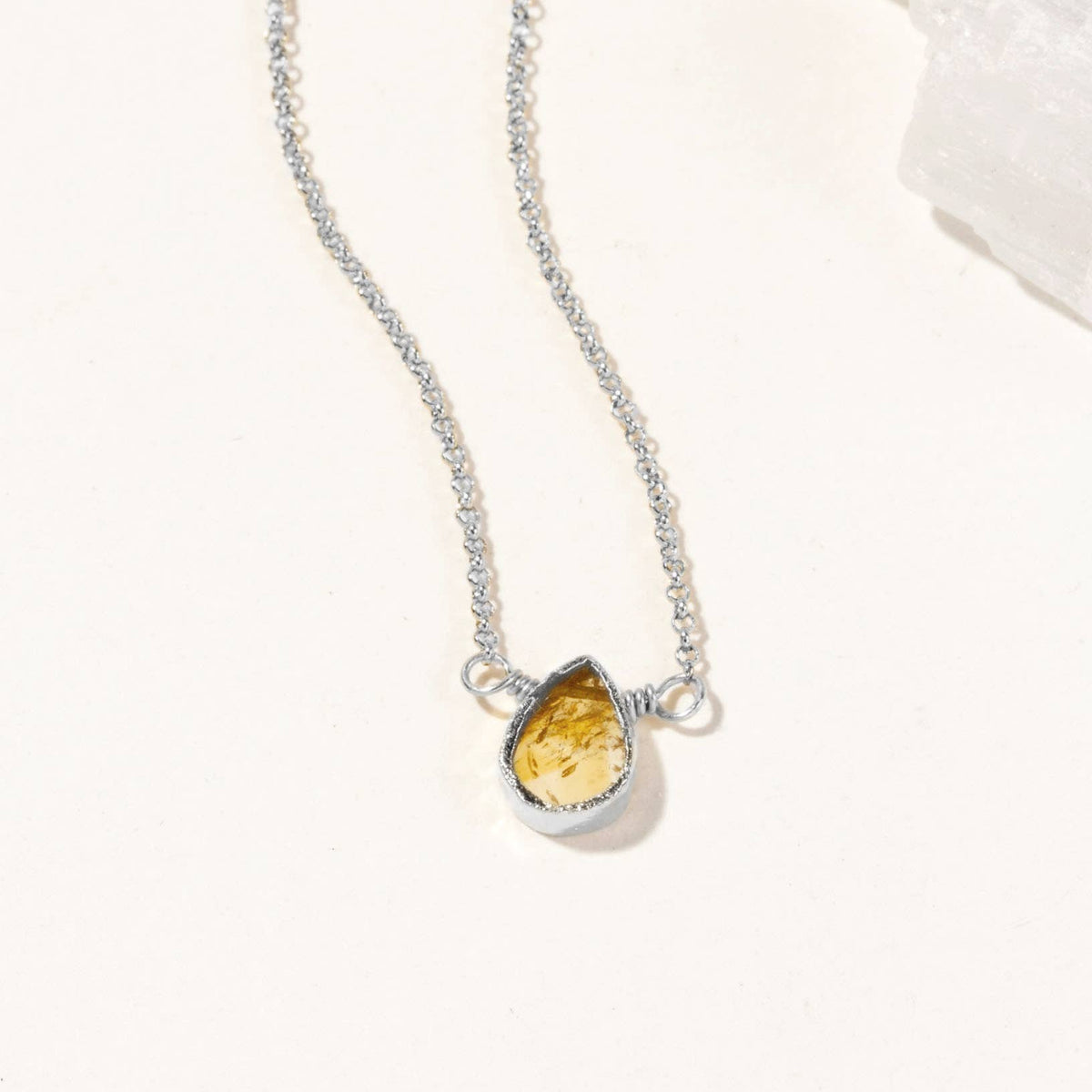 Citrine Silver Delicate Gemstone Necklace