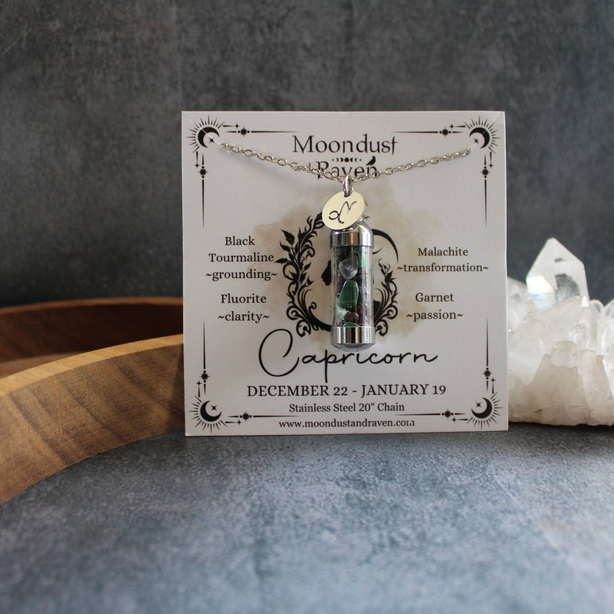 Capricorn Crystal Vial Necklace