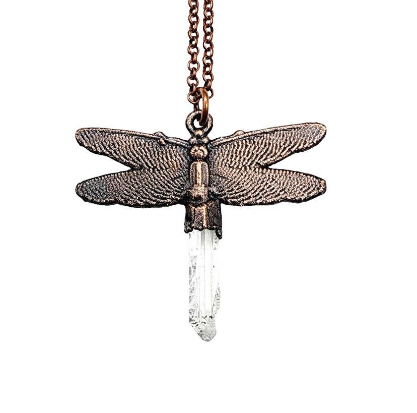 Quartz Crystal Dragonfly Necklace