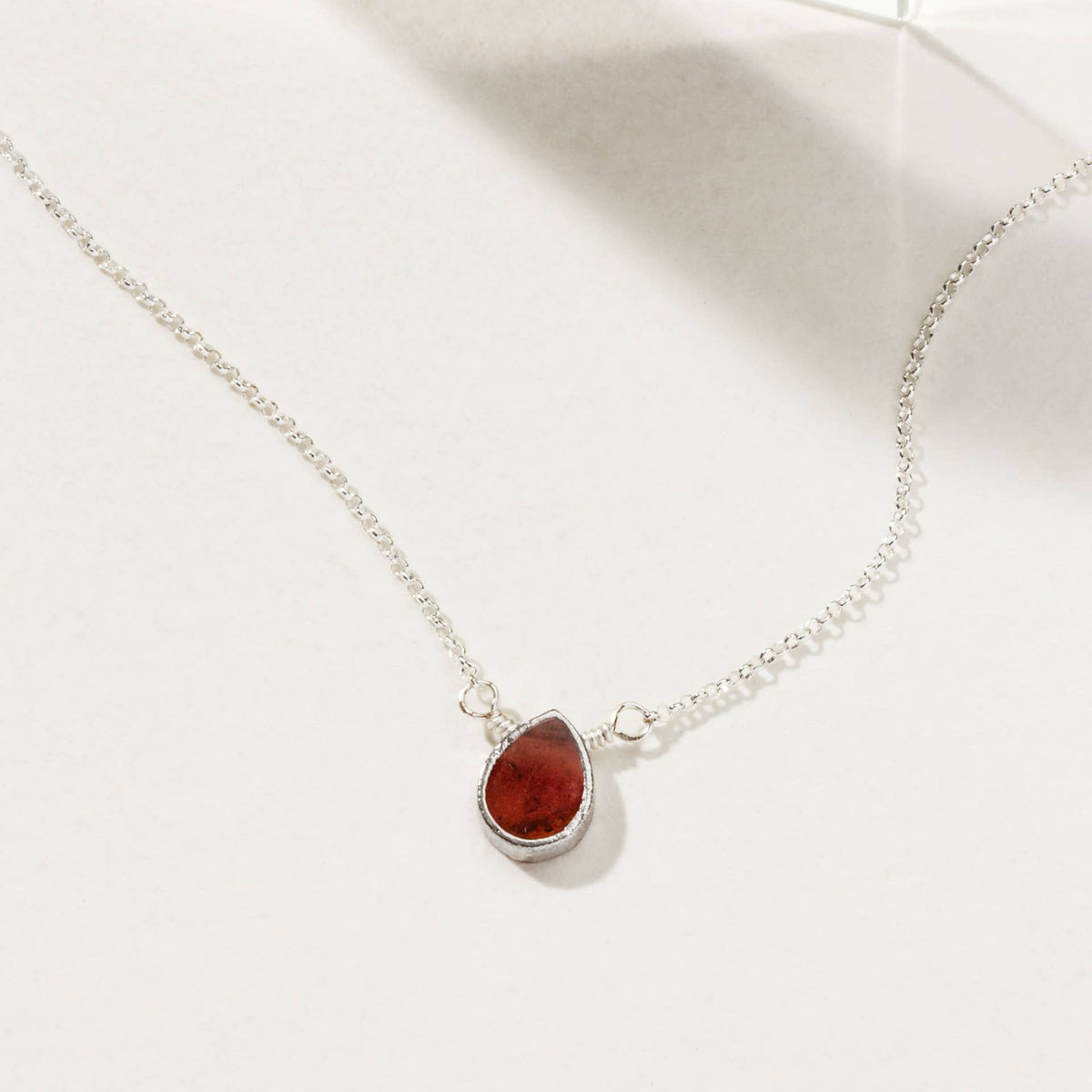 Garnet Silver Delicate Gemstone Necklace