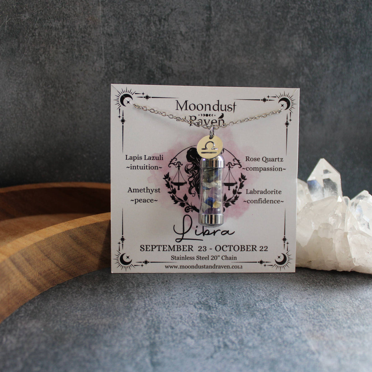 Libra Crystal Vial Necklace