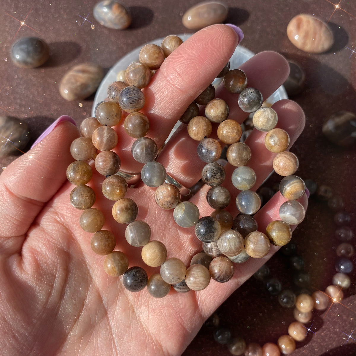 Black Moonstone &amp; Sunstone Bracelet