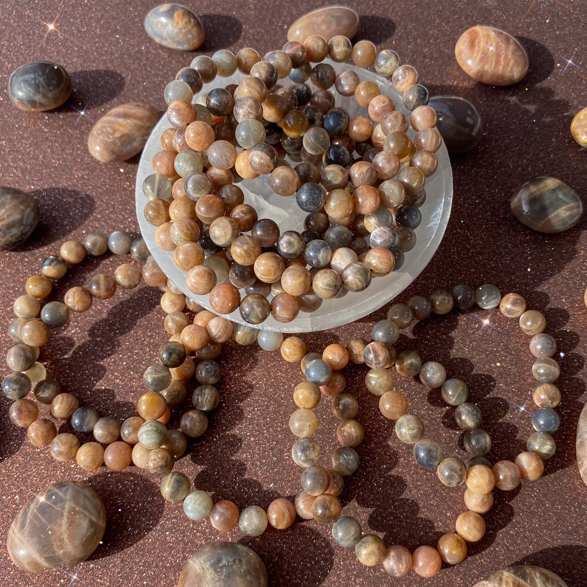 Black Moonstone &amp; Sunstone Bracelet