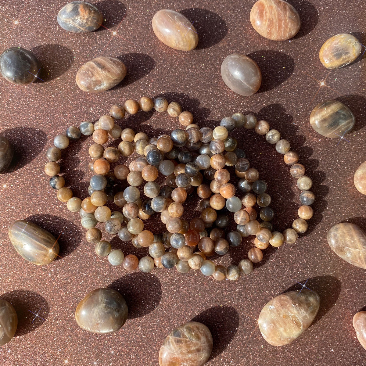 Black Moonstone &amp; Sunstone Bracelet