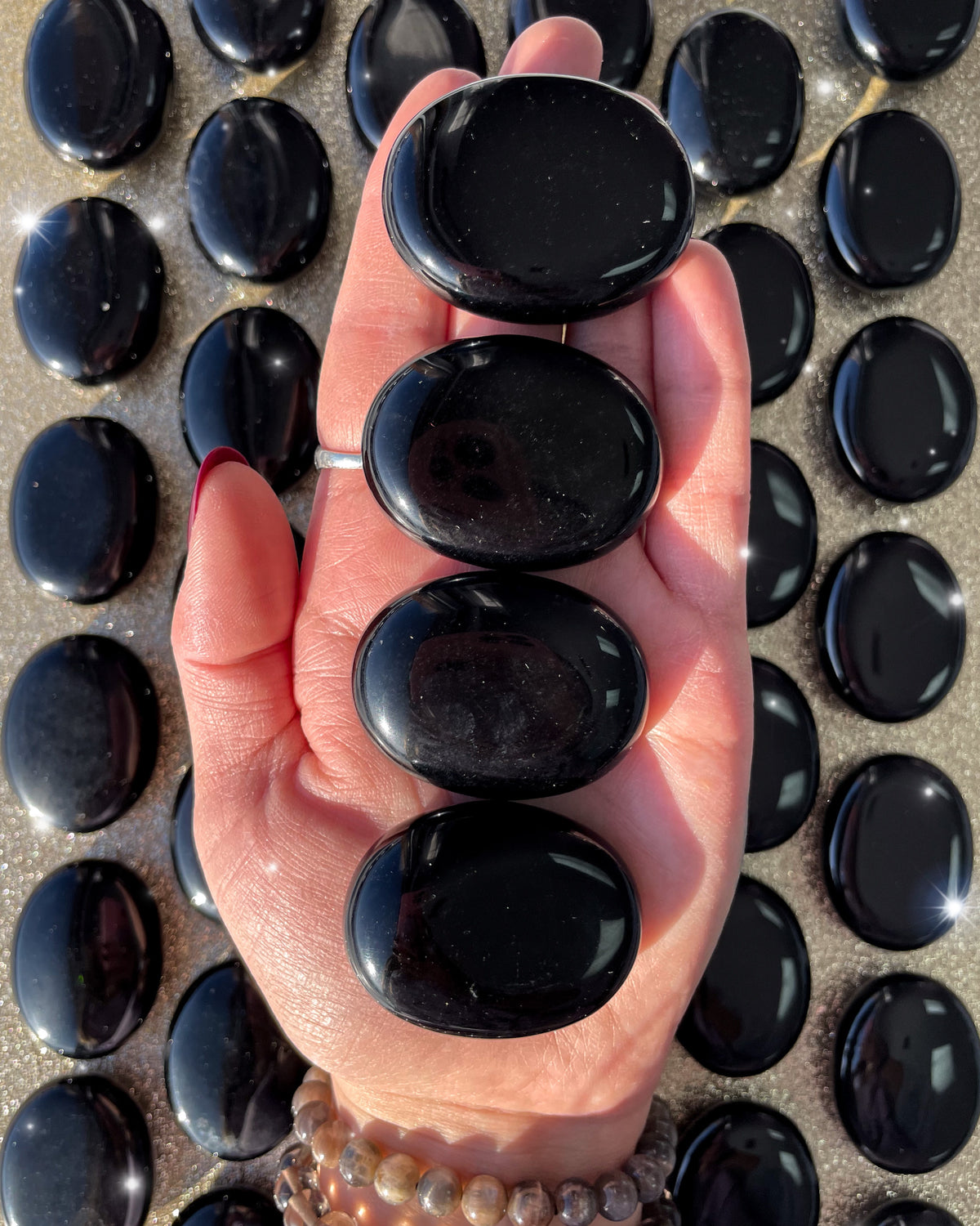 Black Obsidian Palm Stones