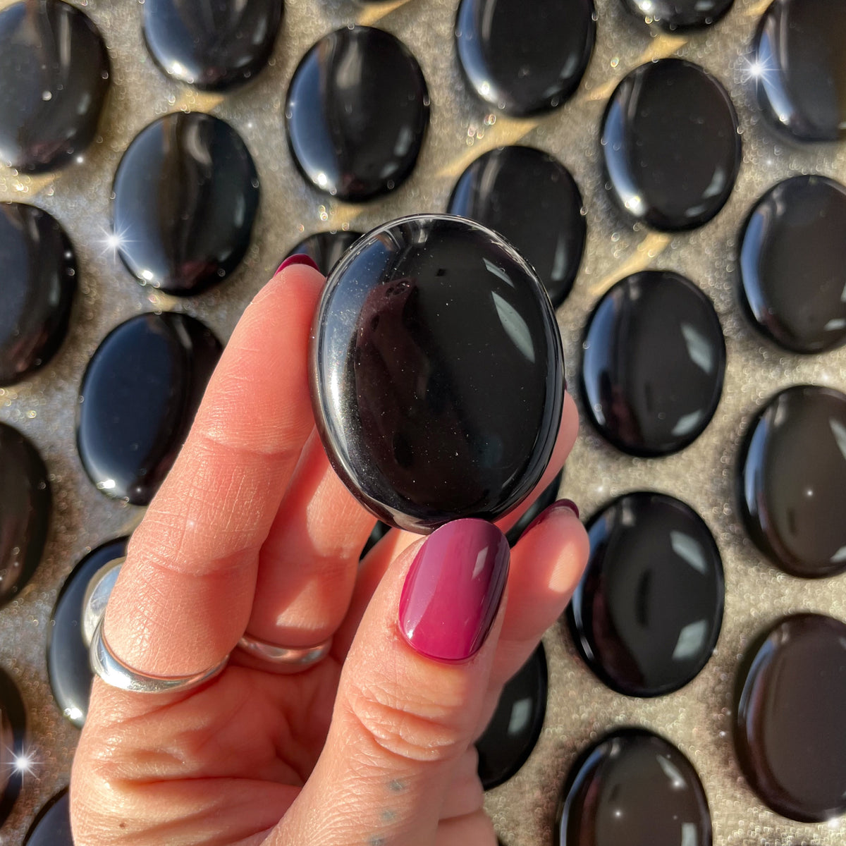 Black Obsidian Palm Stones