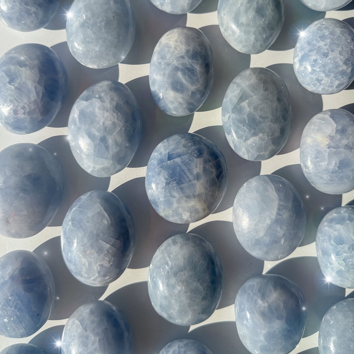 Blue Calcite Palm Stones