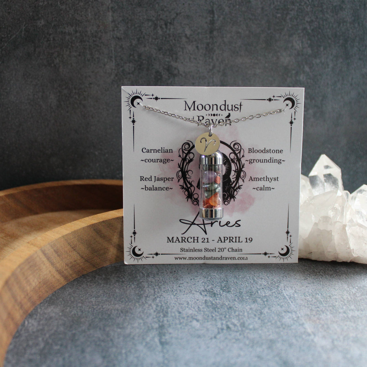 Aries Crystal Vial Necklace