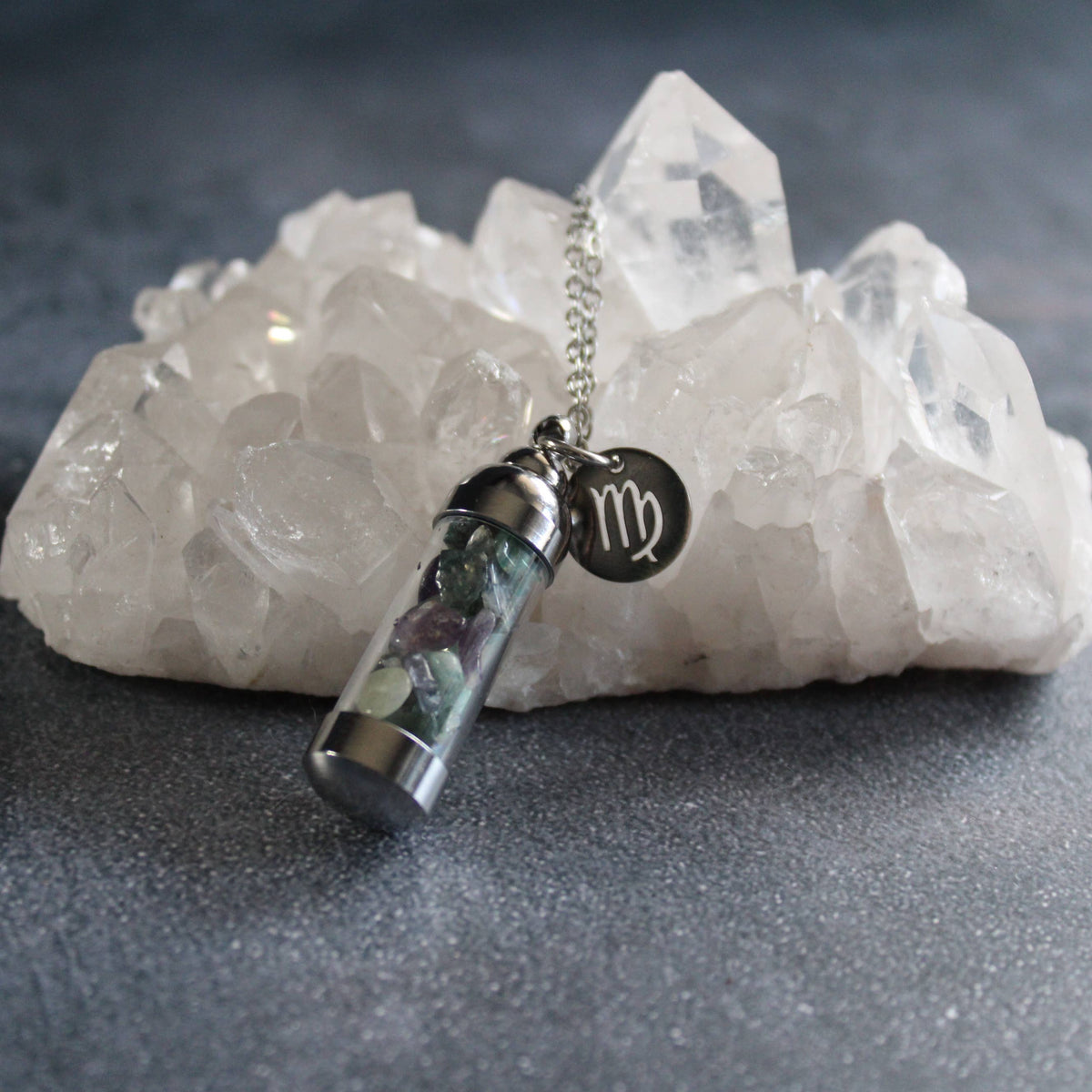 Virgo Crystal Vial Necklace