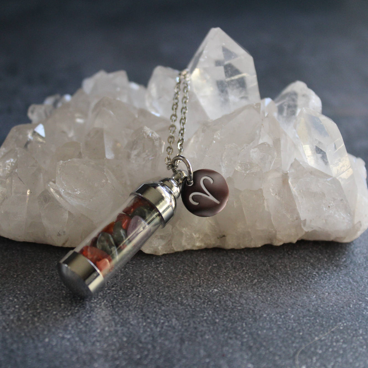 Aries Crystal Vial Necklace