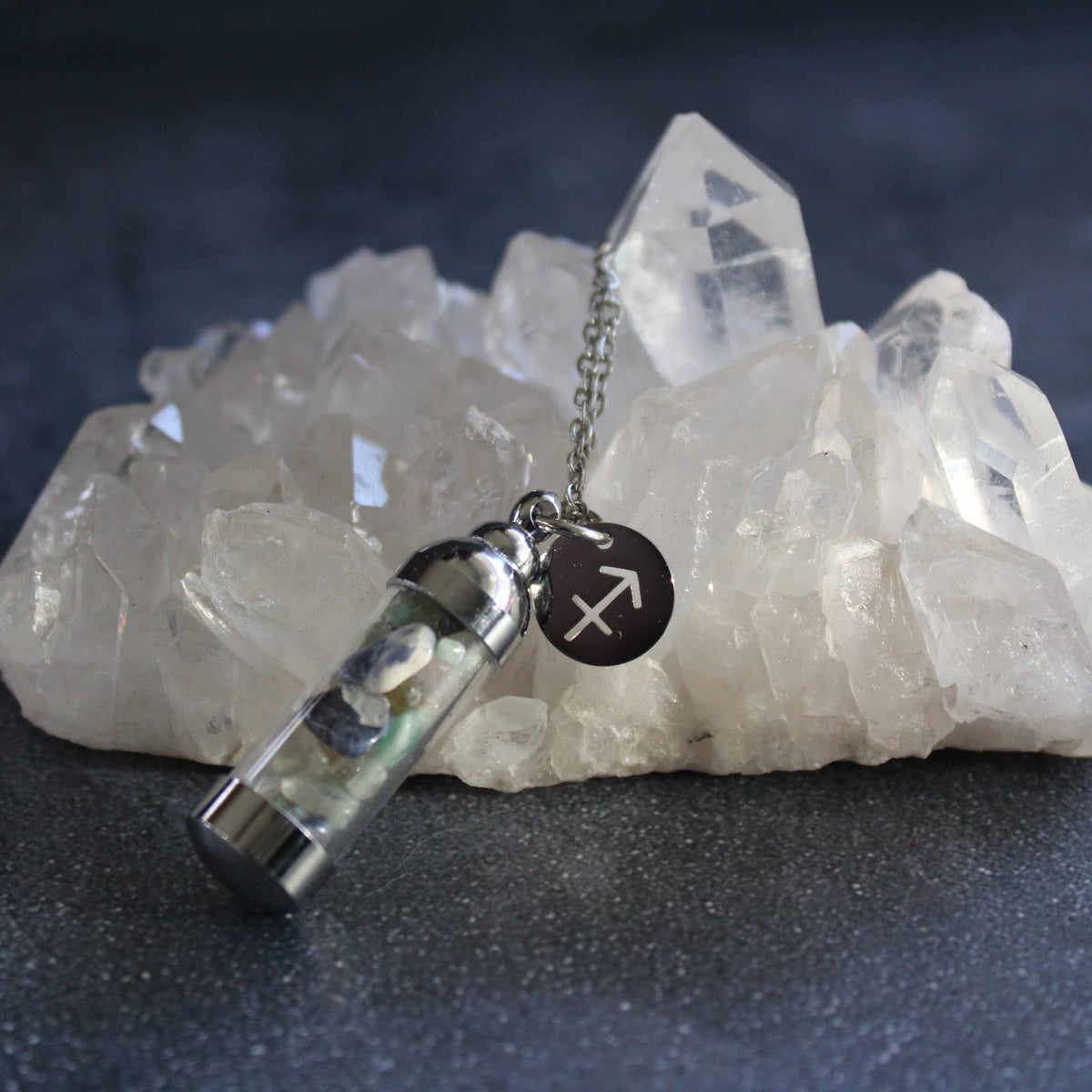 Sagittarius Crystal Vial Necklace