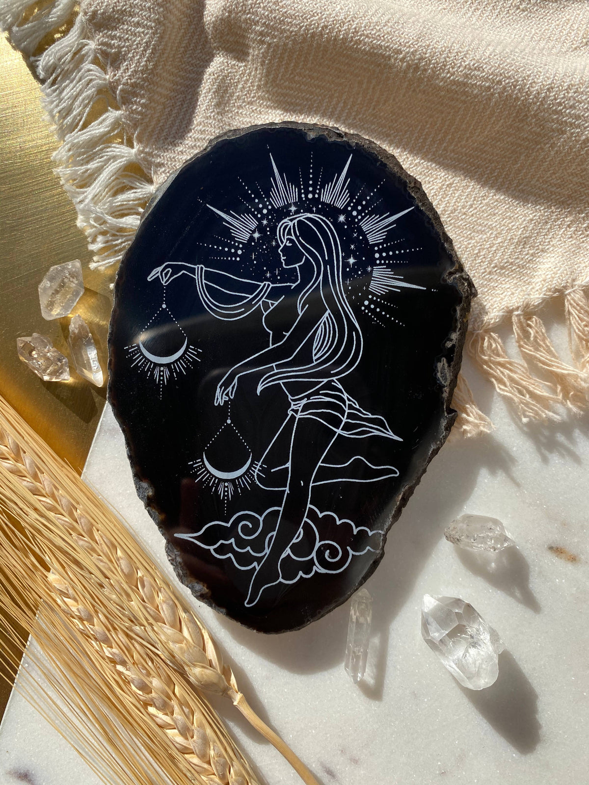 Libra Zodiac Symbol Agate Slice