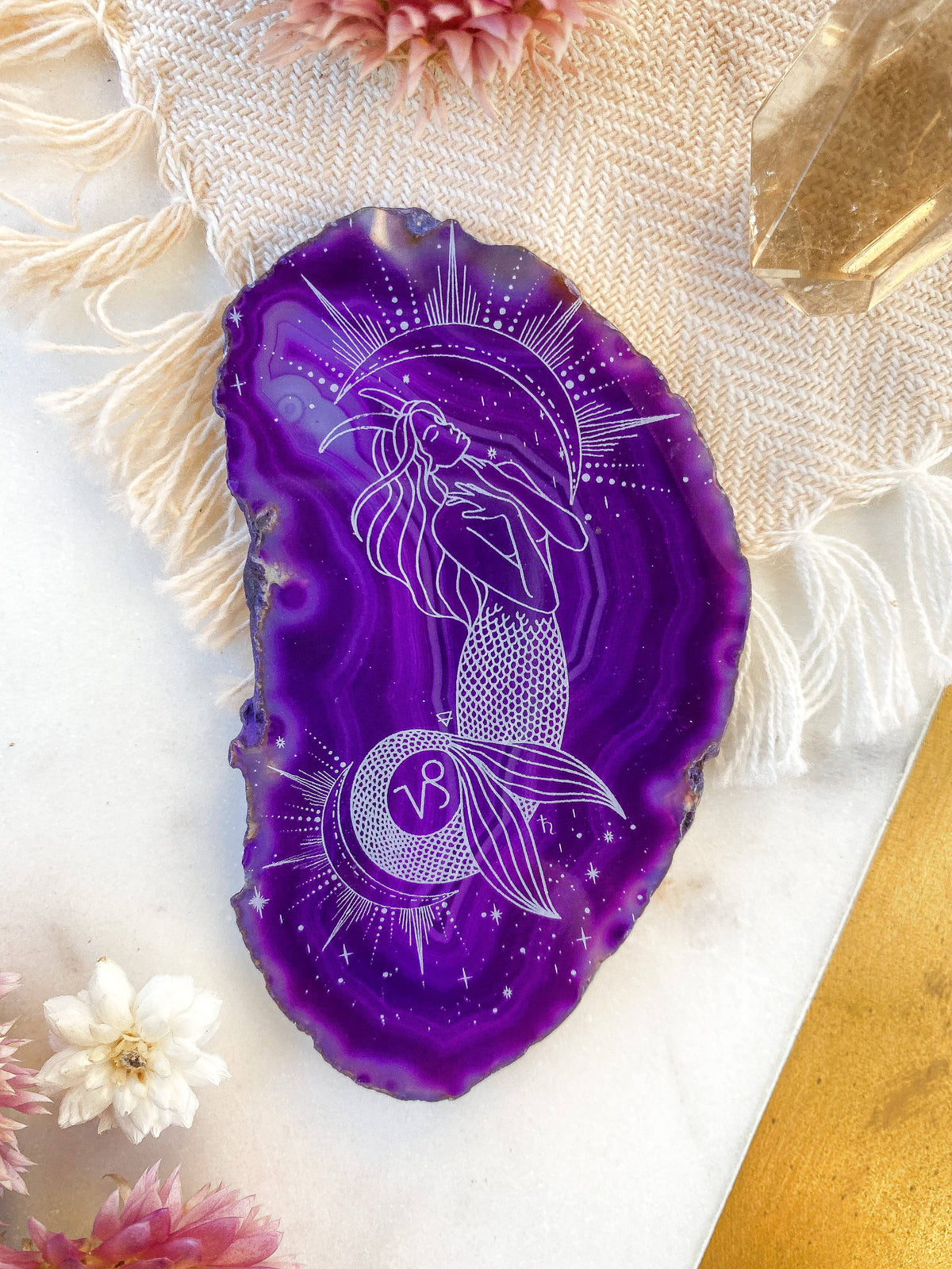 Capricorn Zodiac Symbol Agate Slice