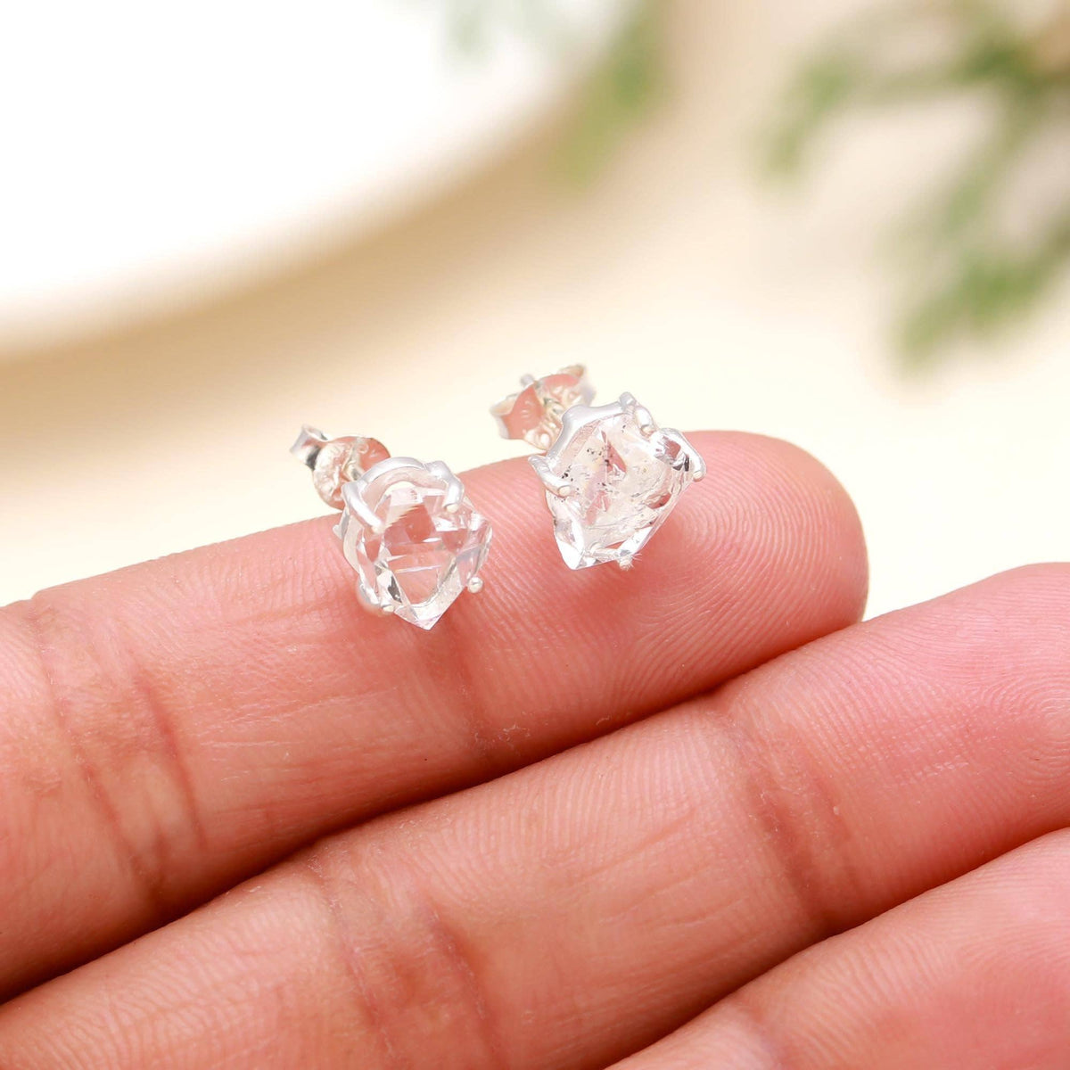 Herkimer Quartz Stud Earrings