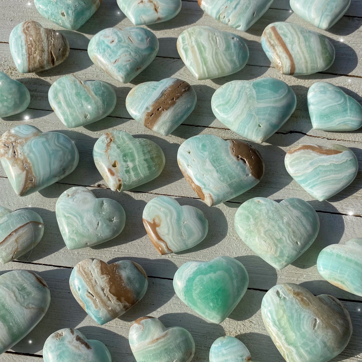 Caribbean Blue Calcite Hearts