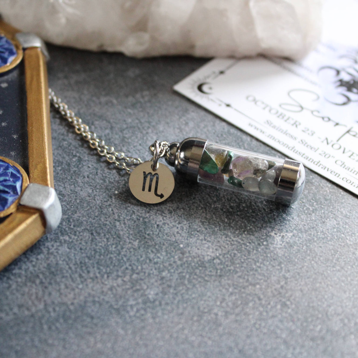 Scorpio Crystal Vial Necklace