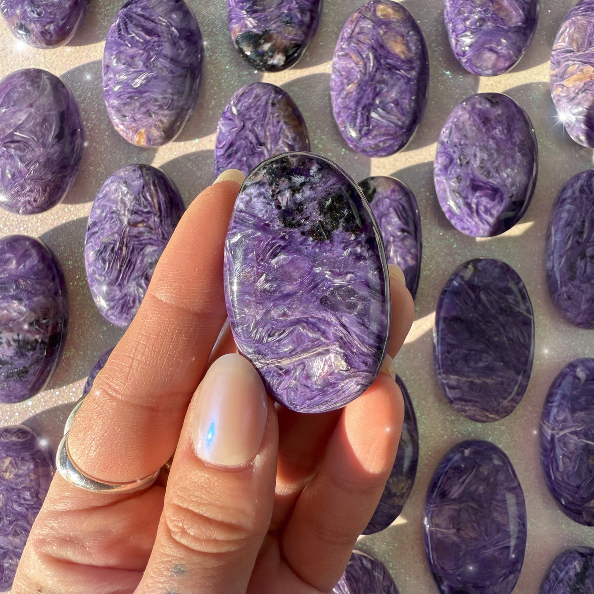 Charoite Palm Stones