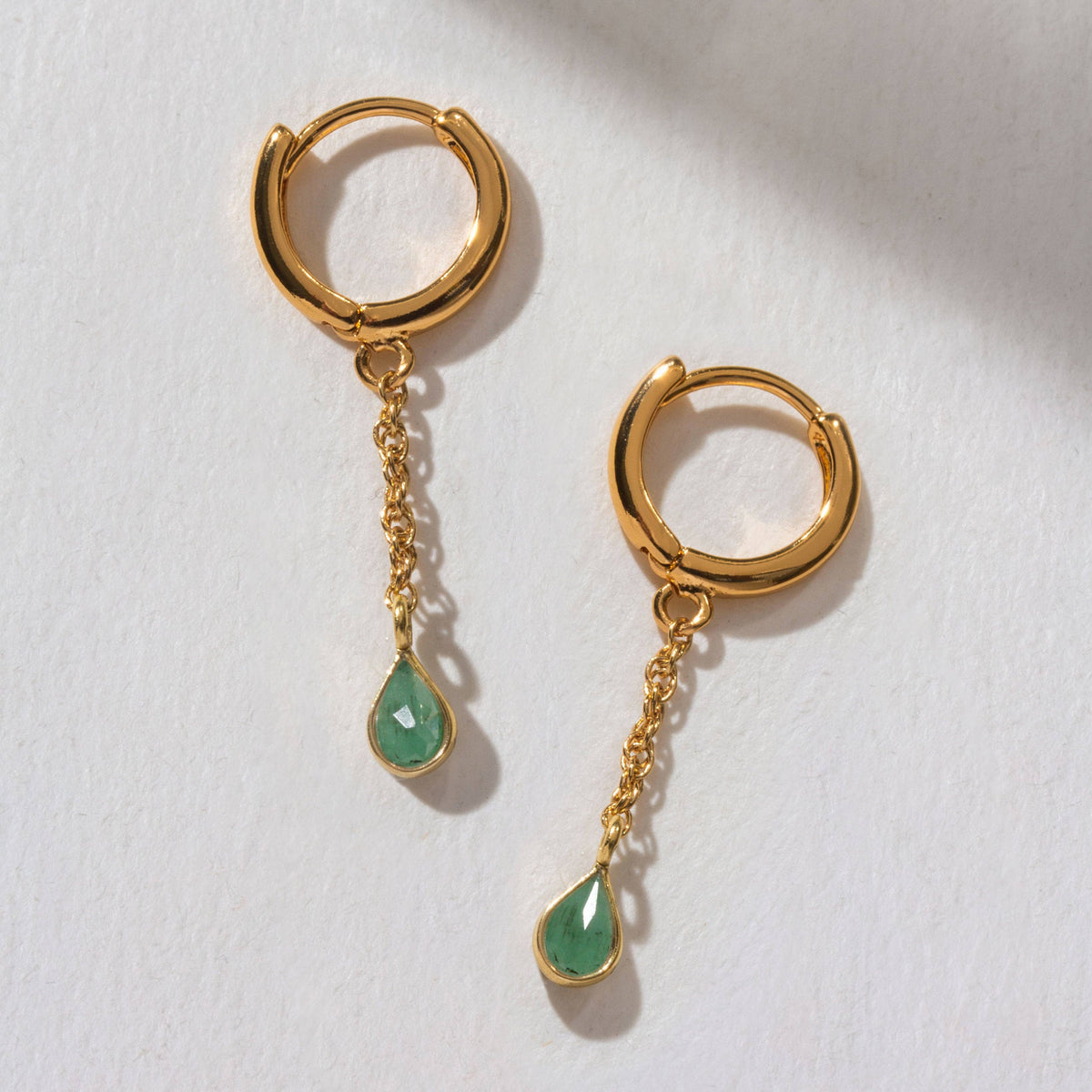 Emerald Misty Huggie Hoop Earring
