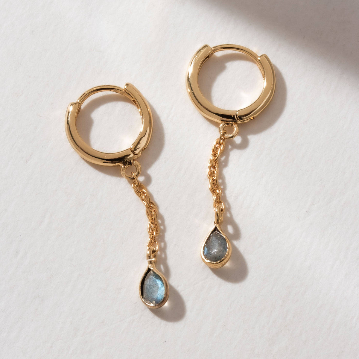 Labradorite Misty Huggie Hoop Earring