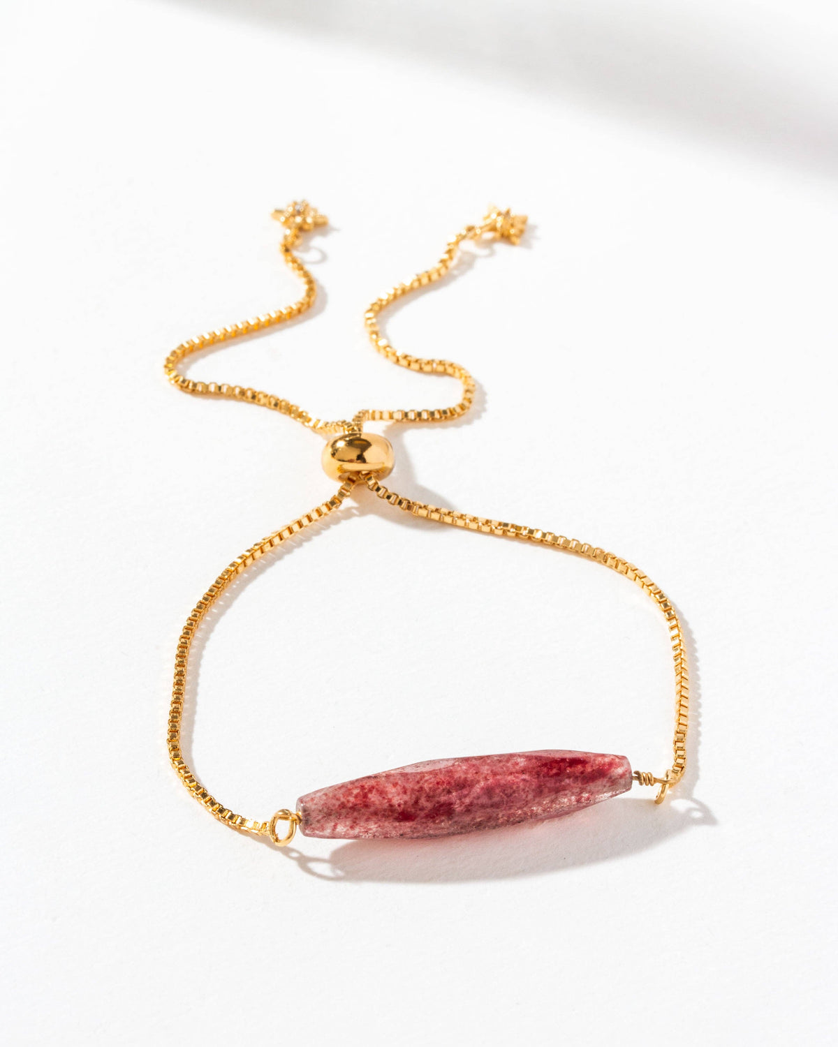 Vega Gemstone Adjustable Bracelet- Strawberry Quartz
