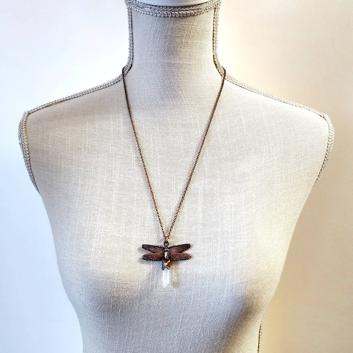 Quartz Crystal Dragonfly Necklace