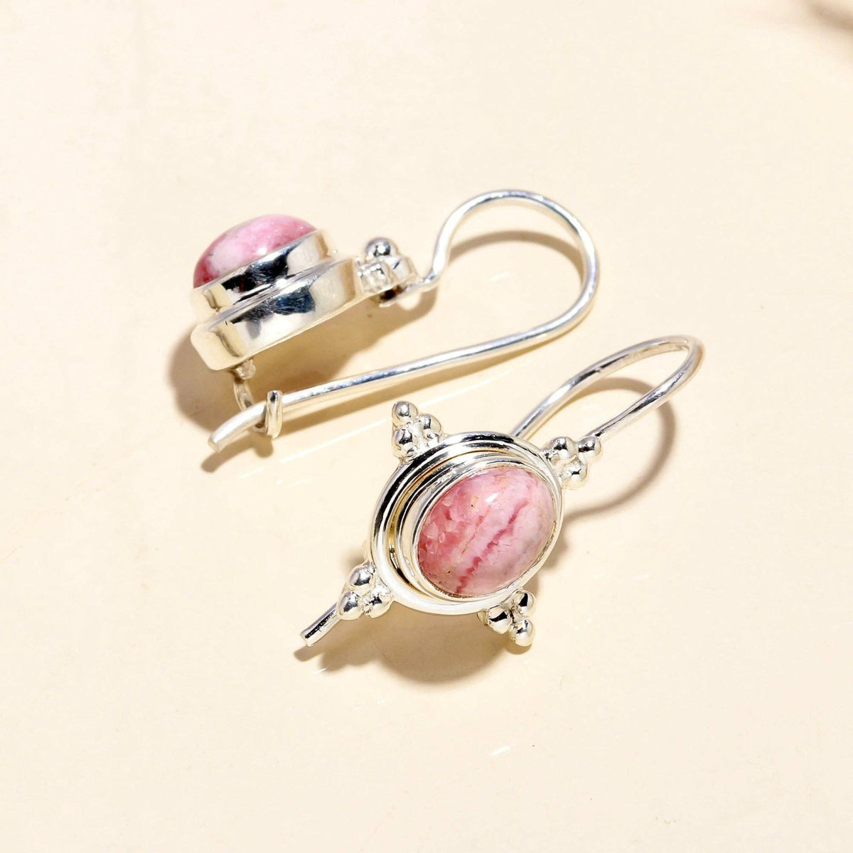 Rhodochrosite Hook Earring