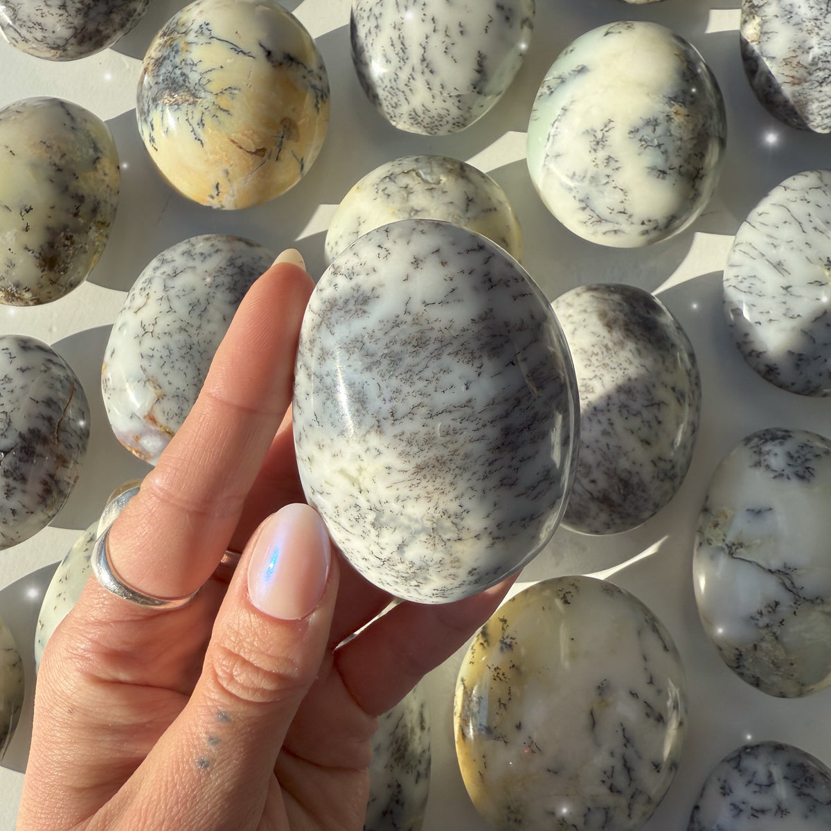 Dendritic Opal Palm Stones