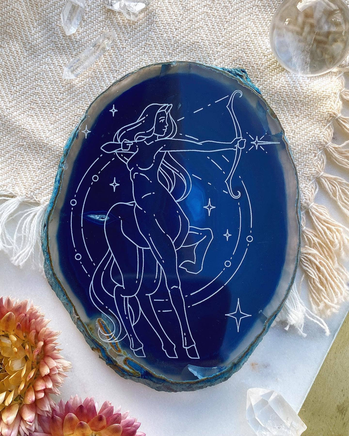 Sagittarius Zodiac Symbol Agate Slice