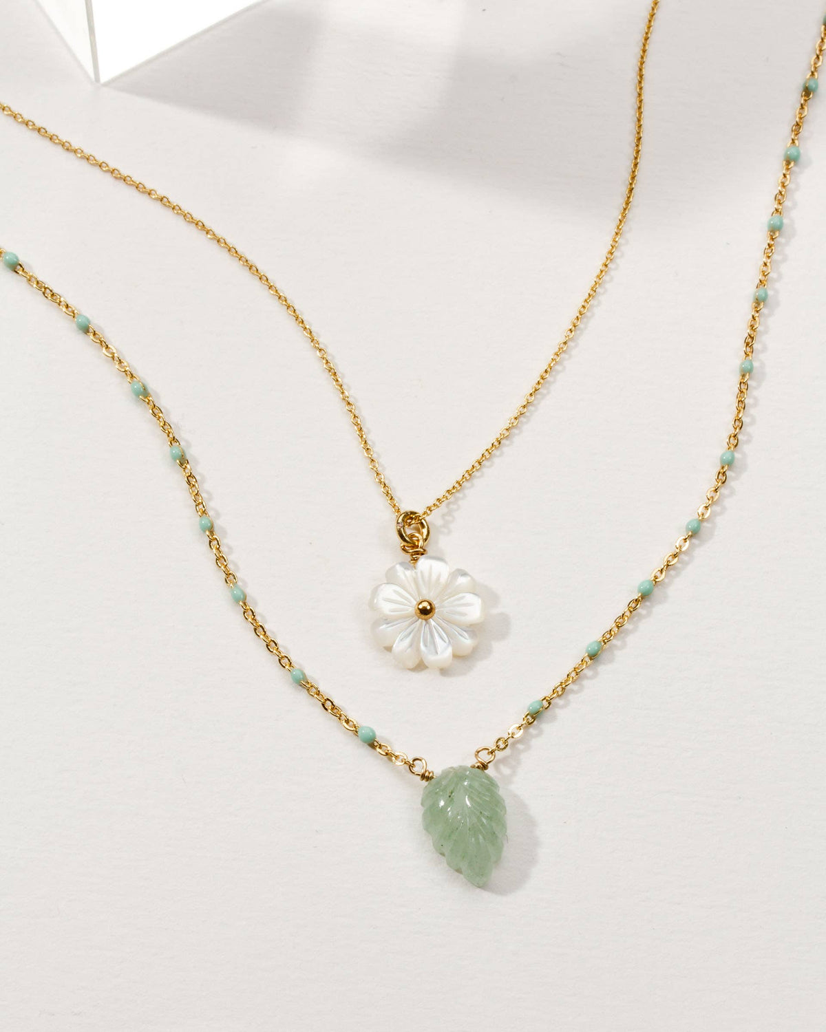 Blooming Layered Necklace Set w/ Green Aventurine