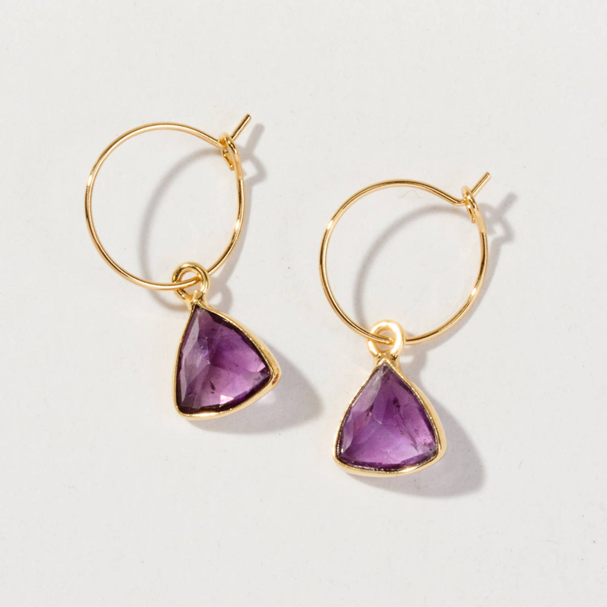 Amethyst Bermuda Triangle Mini Hoop Earrings