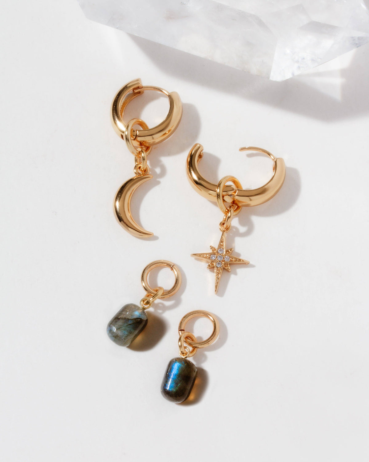 Labradorite Constella Interchangeable Charm Hoop Earring Set