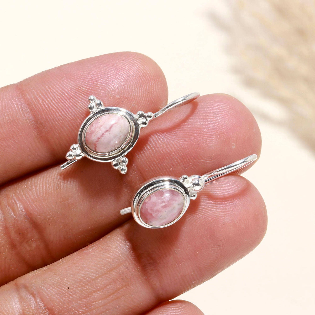 Rhodochrosite Hook Earring