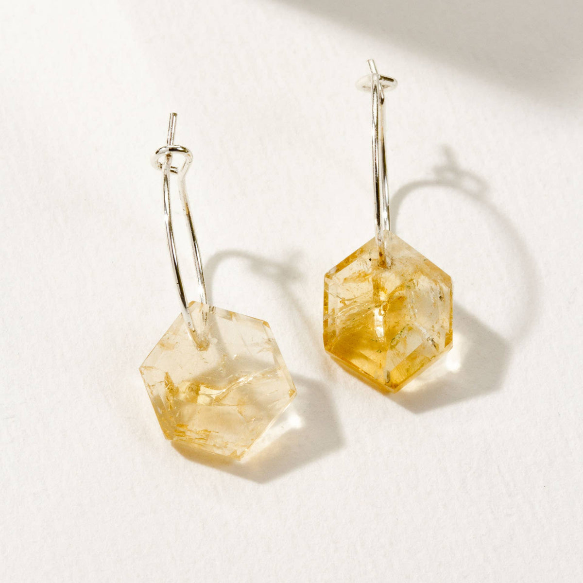 Citrine Geometric Mini Hoop Earrings