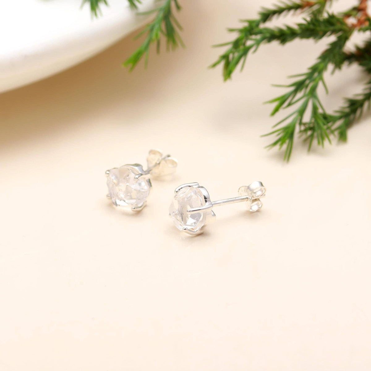Herkimer Quartz Stud Earrings