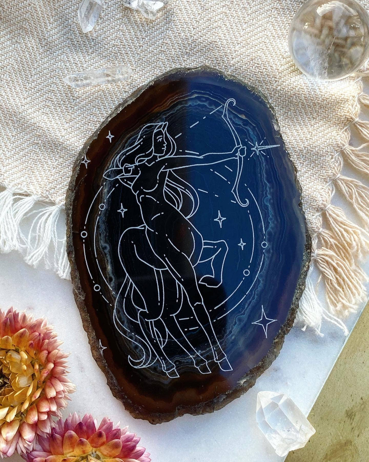 Sagittarius Zodiac Symbol Agate Slice