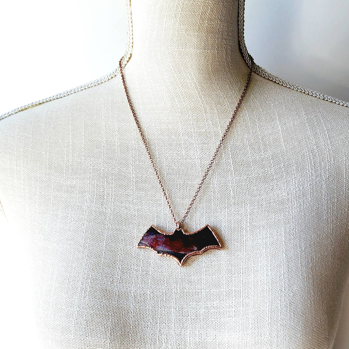 Serape Jasper Bat Necklace 