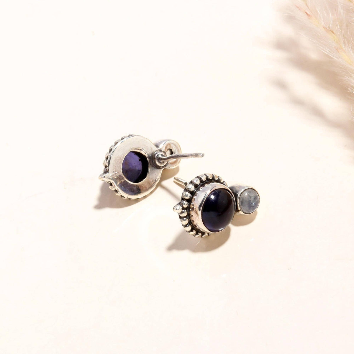 Amethyst &amp; Labradorite Stud Earrings