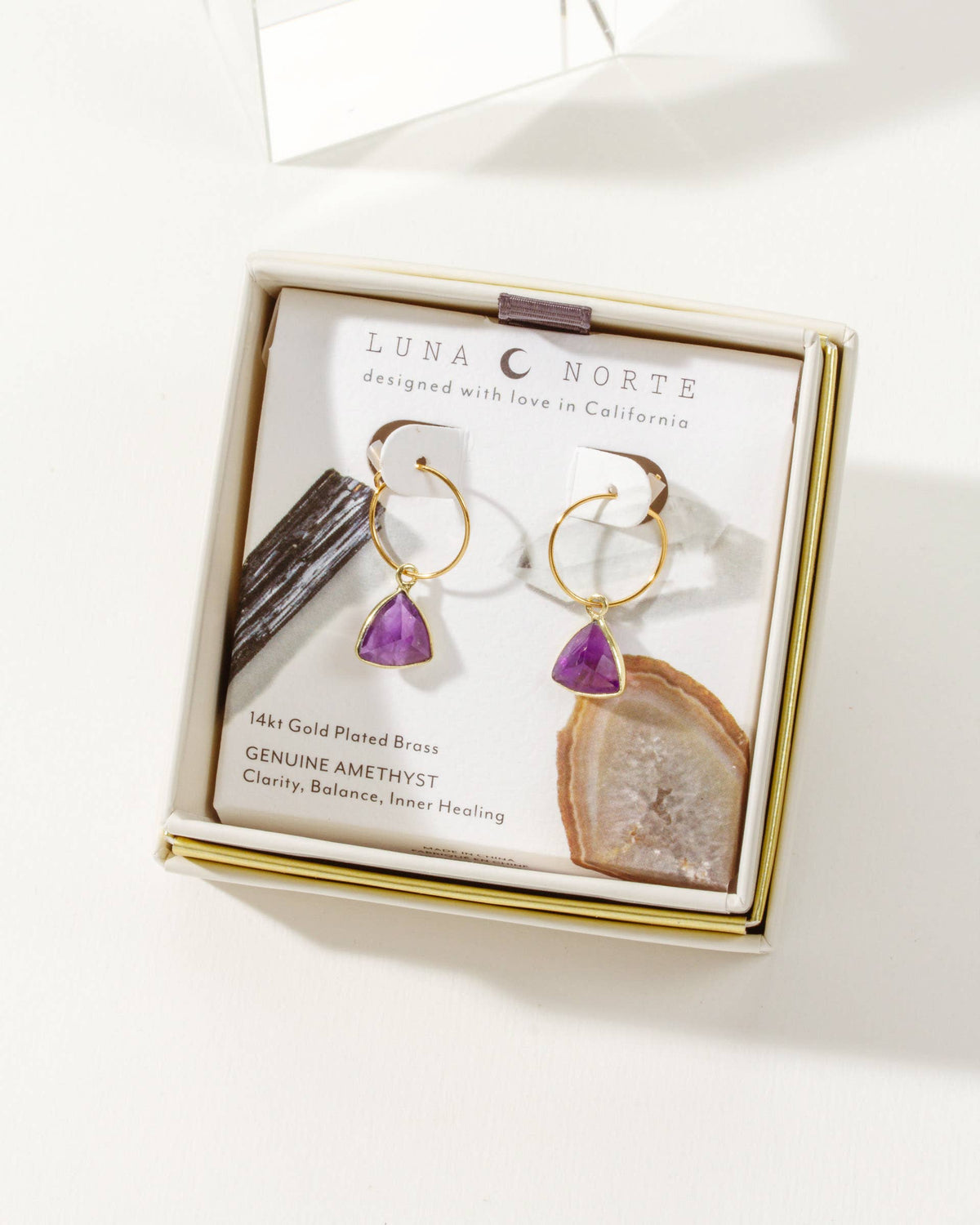 Amethyst Bermuda Triangle Mini Hoop Earrings