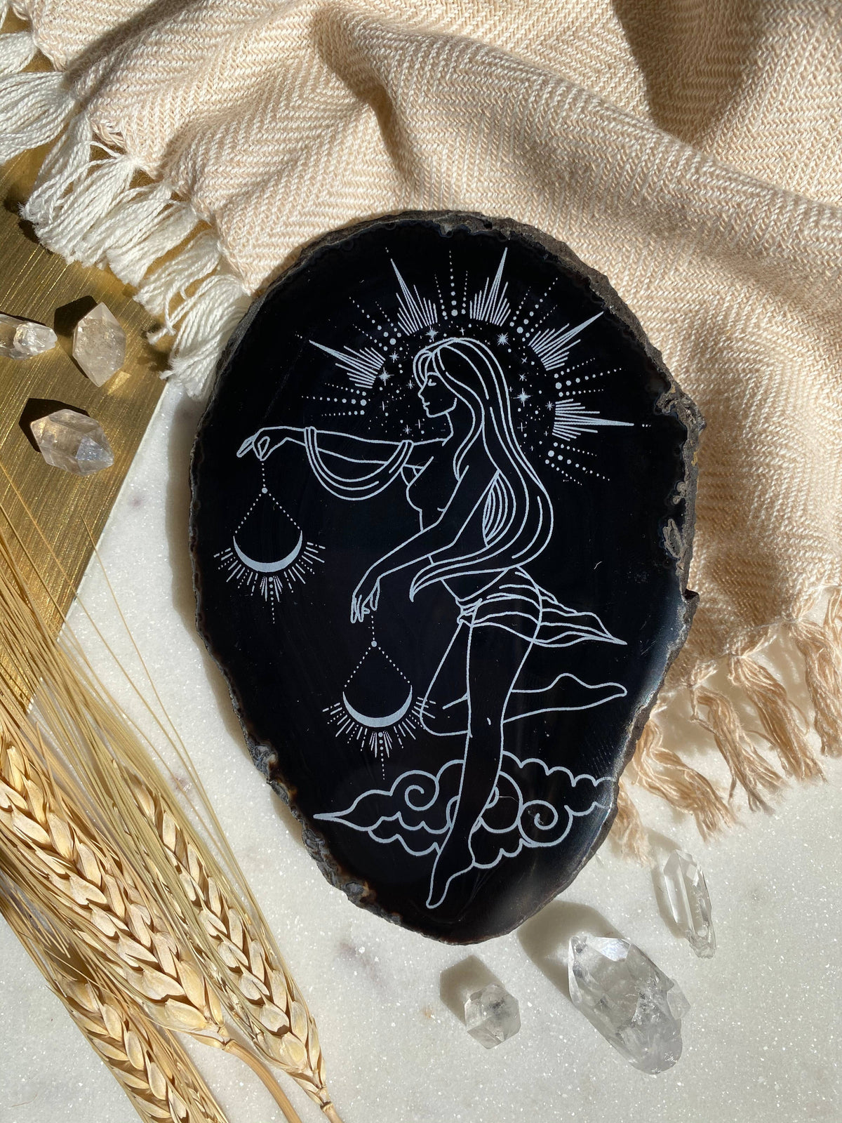 Libra Zodiac Symbol Agate Slice