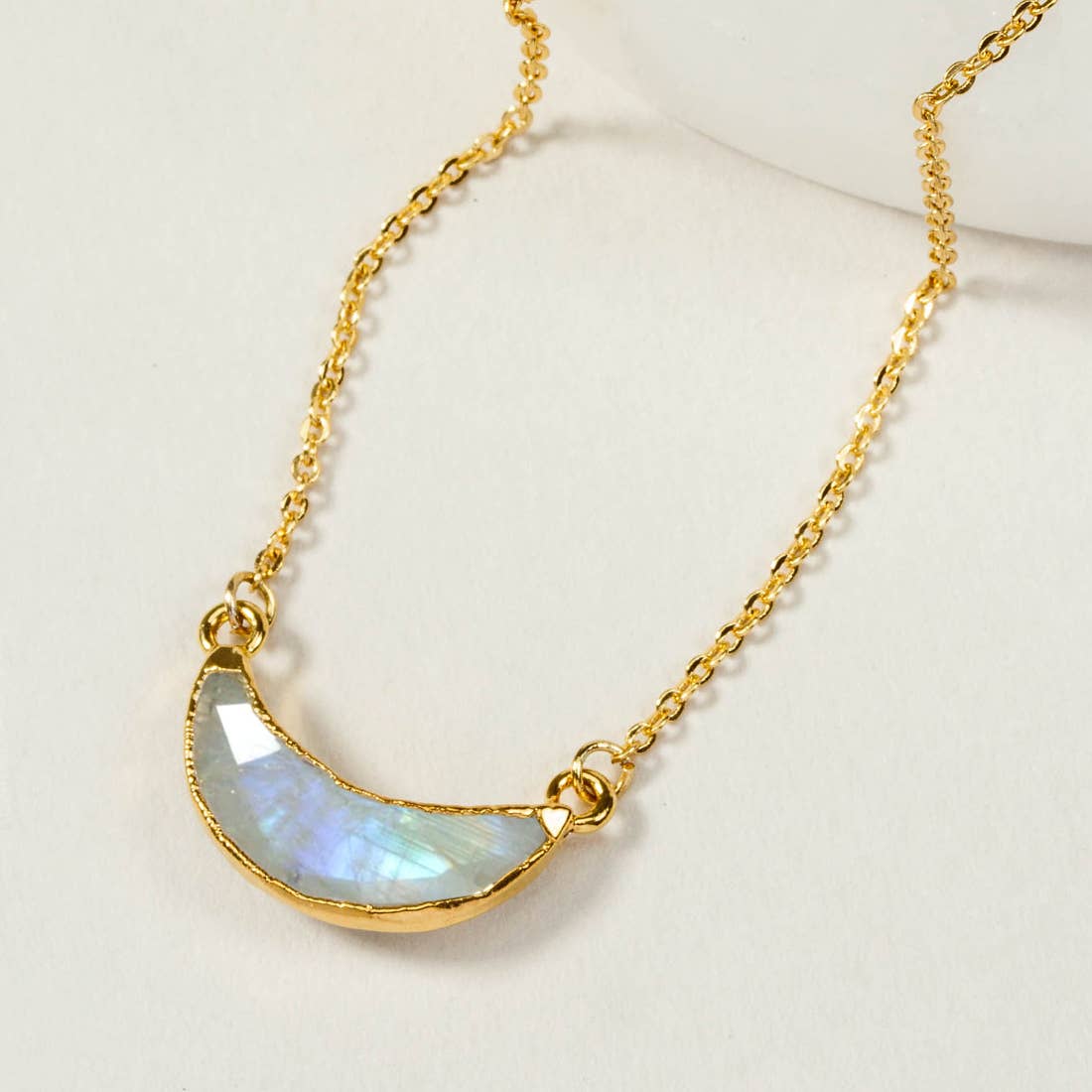 Rainbow Moonstone 14Kt Sterling Silver Eclipse Necklace