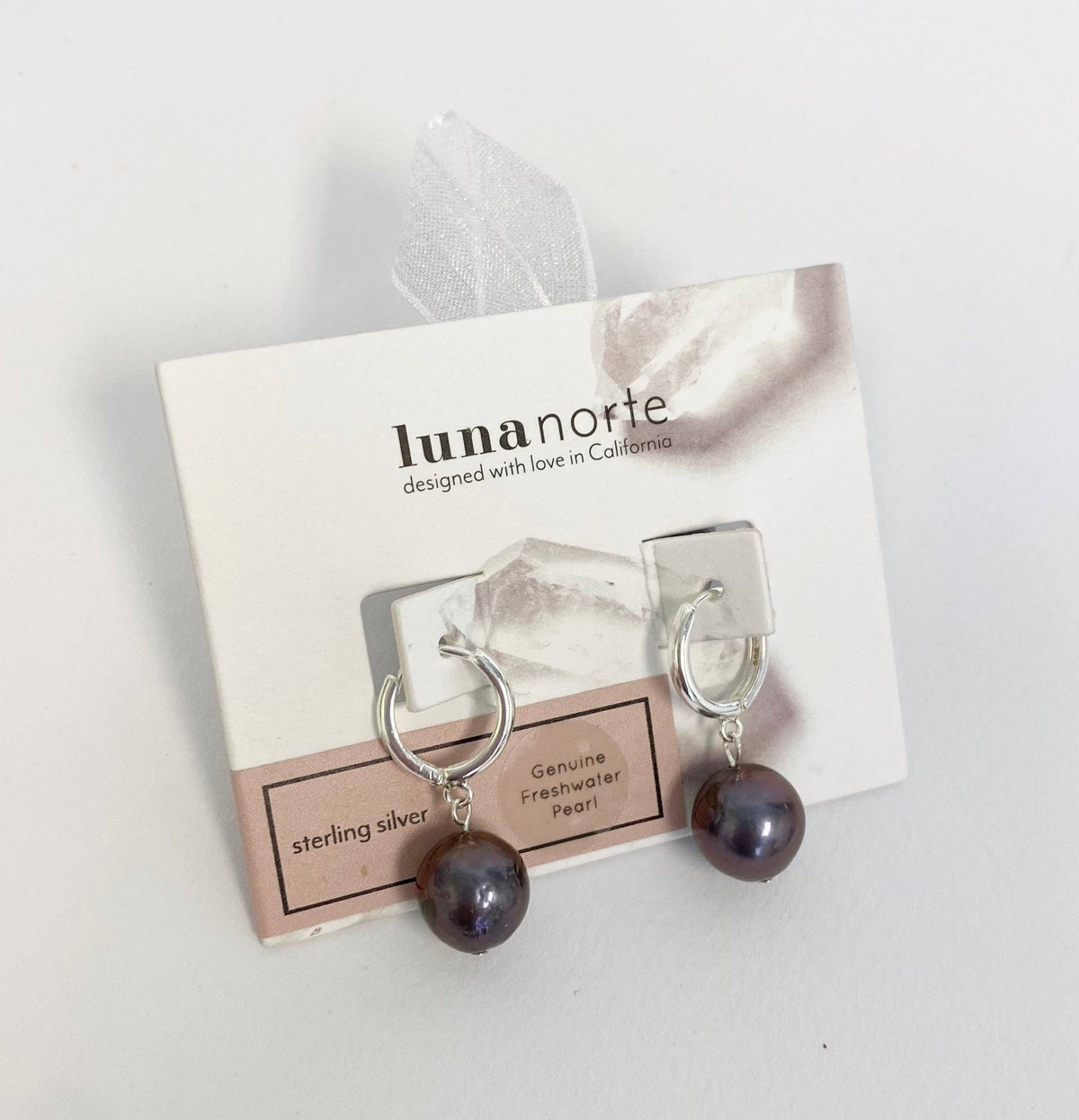 Sterling Silver Tropical Pearl Huggie Hoop Earrings