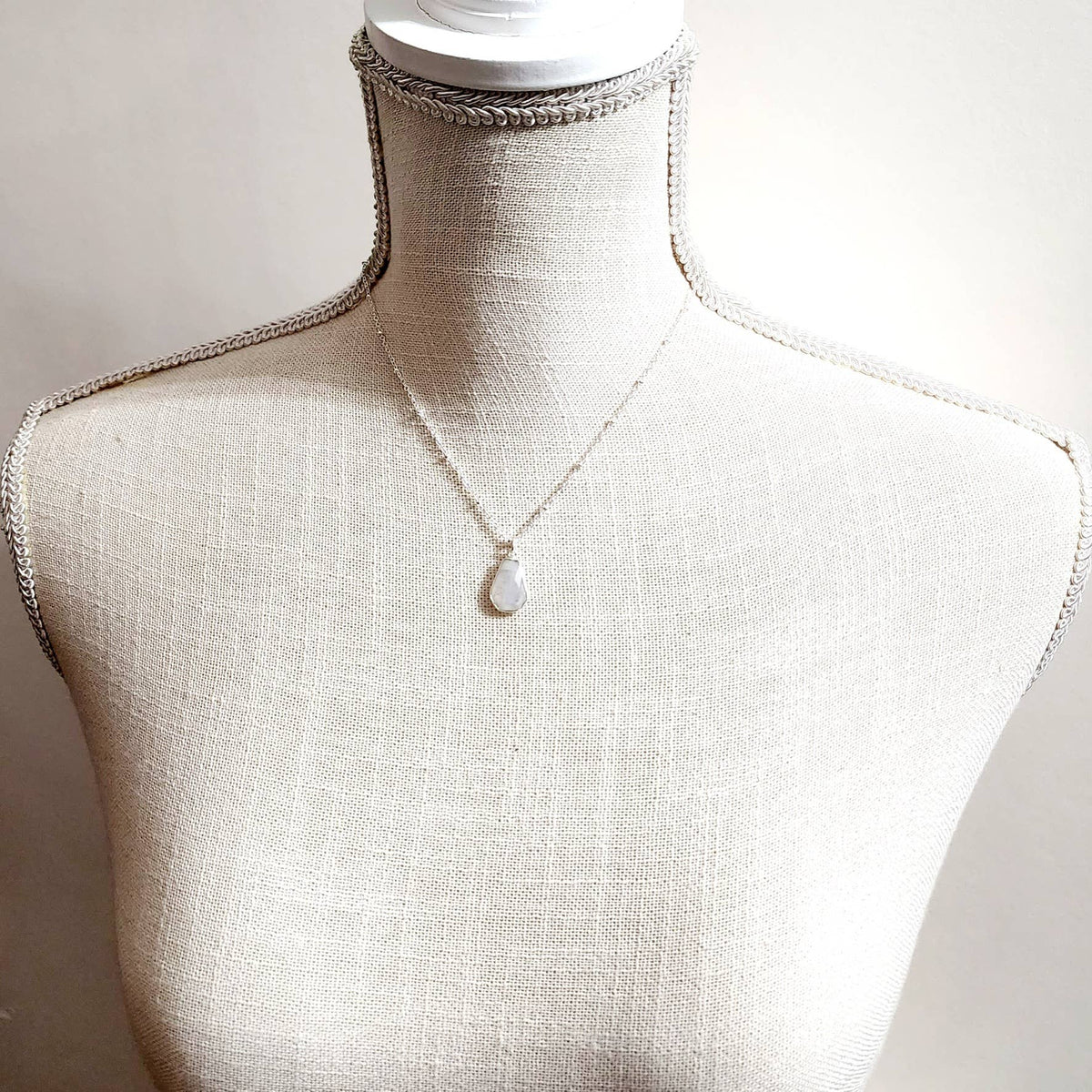 Rainbow Moonstone Dainty Faceted Coffin Necklace