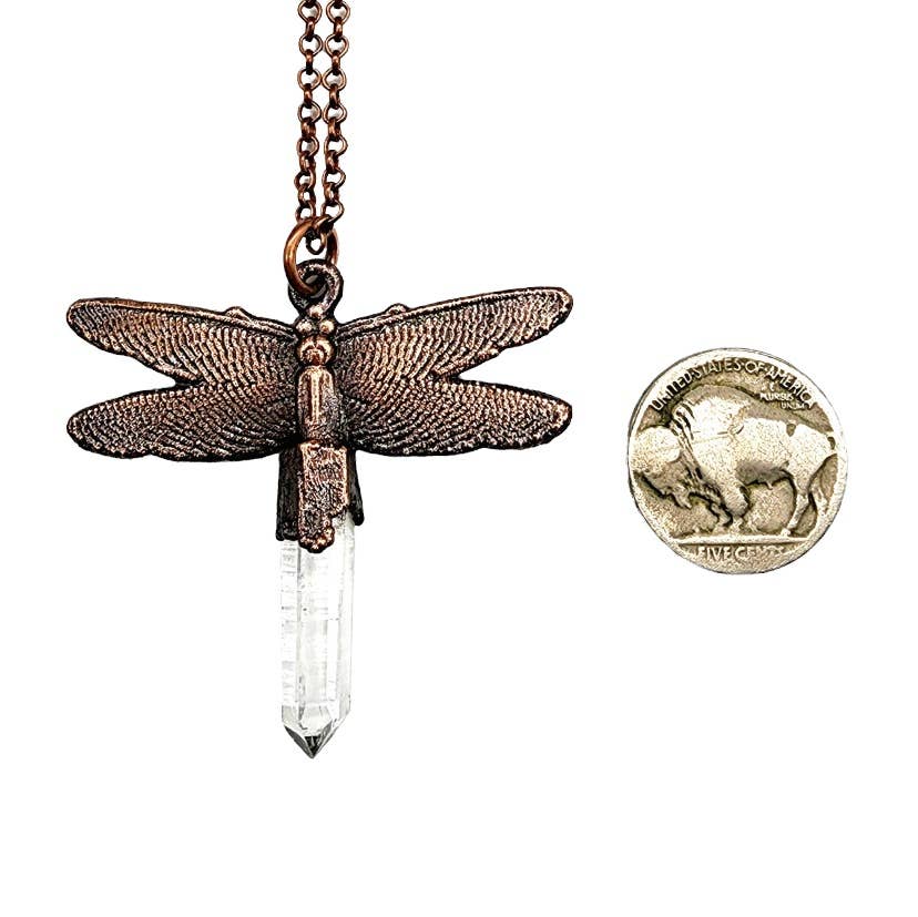 Quartz Crystal Dragonfly Necklace